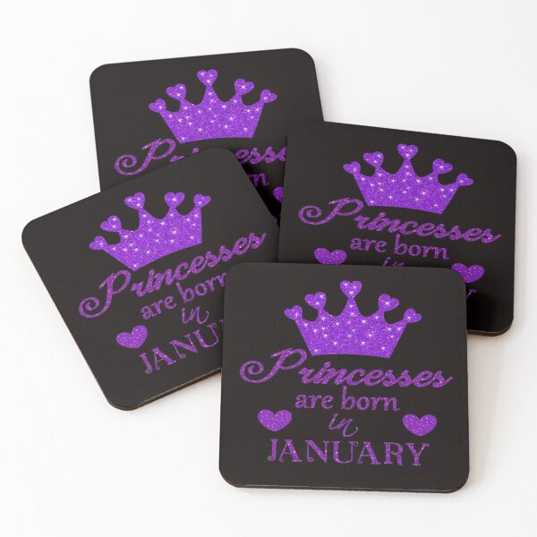 Item preview, Princesses are born in January, purple pattern on black background designed and sold by kassandry31.