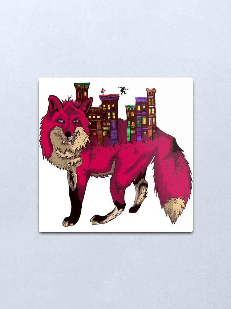 Alternate view of Brownstone Cold Fox Metal Print