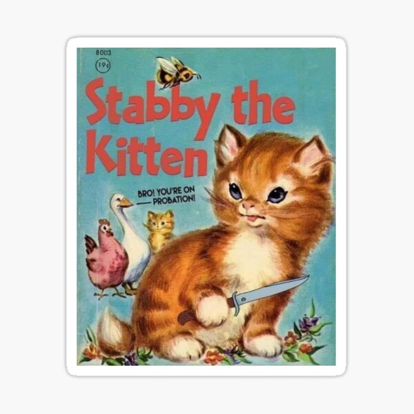 Vista previa del artículo con la obra «stabby el gatito», diseñado y vendido por miseryfactories.