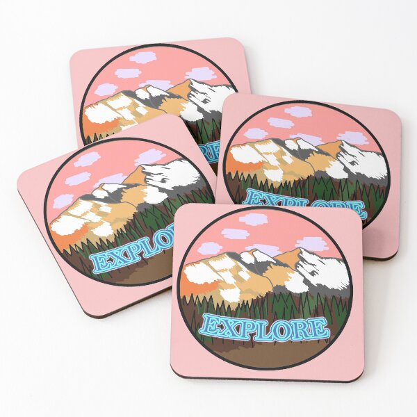 Item preview, Explore- Pink Mountains Traveling and Adventure designed and sold by Wanderlust Designs.