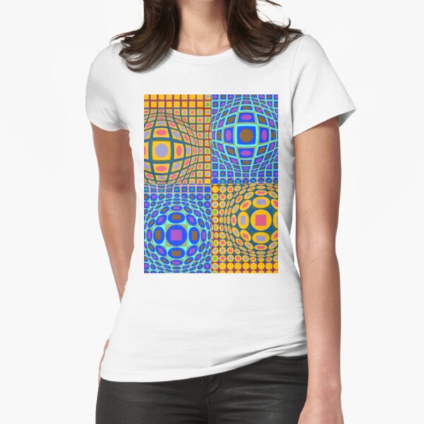 Stained Glass, Op Art. Victor #Vasarely, was a Hungarian-French #artist, who is widely accepted as a #grandfather and leader of the #OpArt movement Fitted T-Shirt
