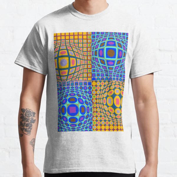 Stained Glass, Op Art. Victor #Vasarely, was a Hungarian-French #artist, who is widely accepted as a #grandfather and leader of the #OpArt movement Classic T-Shirt