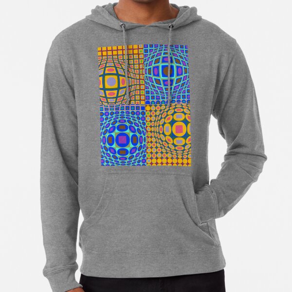 Stained Glass, Op Art. Victor #Vasarely, was a Hungarian-French #artist, who is widely accepted as a #grandfather and leader of the #OpArt movement Lightweight Hoodie