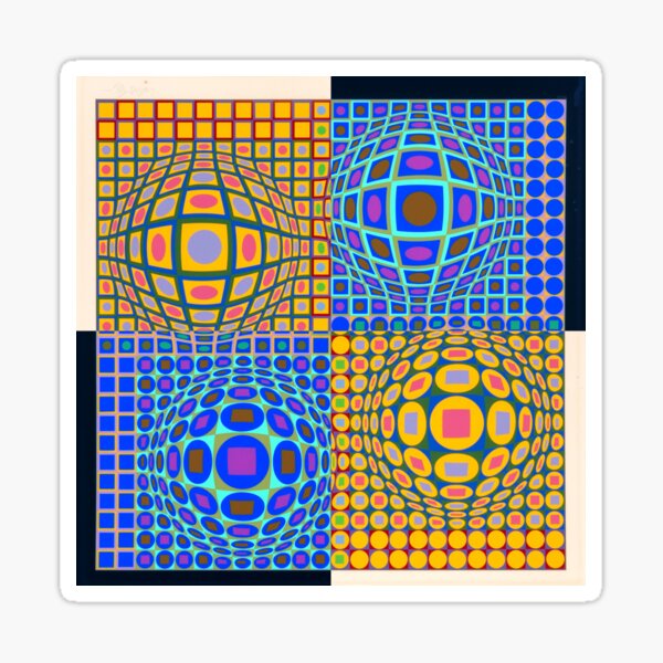 Stained Glass, Op Art. Victor #Vasarely, was a Hungarian-French #artist, who is widely accepted as a #grandfather and leader of the #OpArt movement Sticker