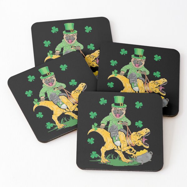 Item preview, St Patricks Day Pug Leprechaun Dinosaur Pat T ex designed and sold by BallonFlyToSky.