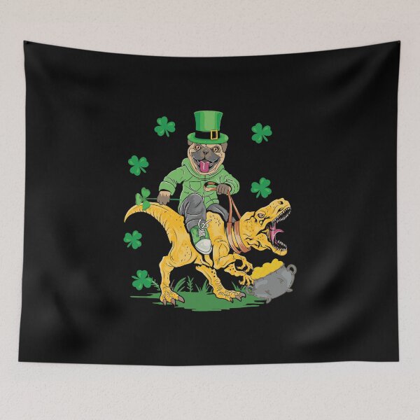Item preview, St Patricks Day Pug Leprechaun Dinosaur Pat T ex designed and sold by BallonFlyToSky.