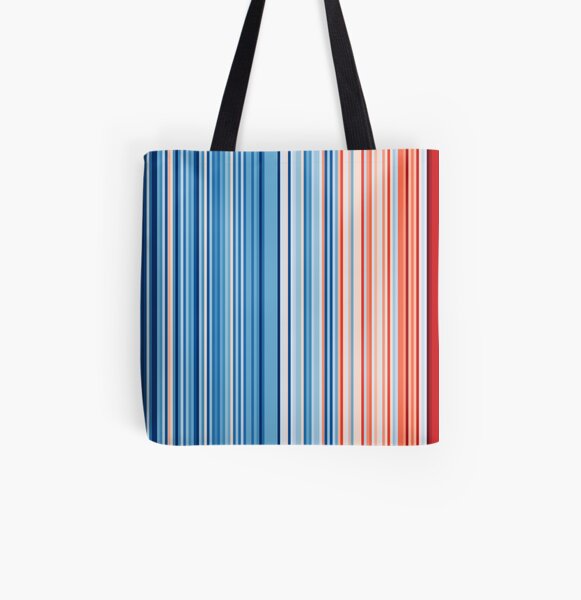 Australia Warming Stripes Climate Strike Protest Merchandise All Over Print Tote Bag