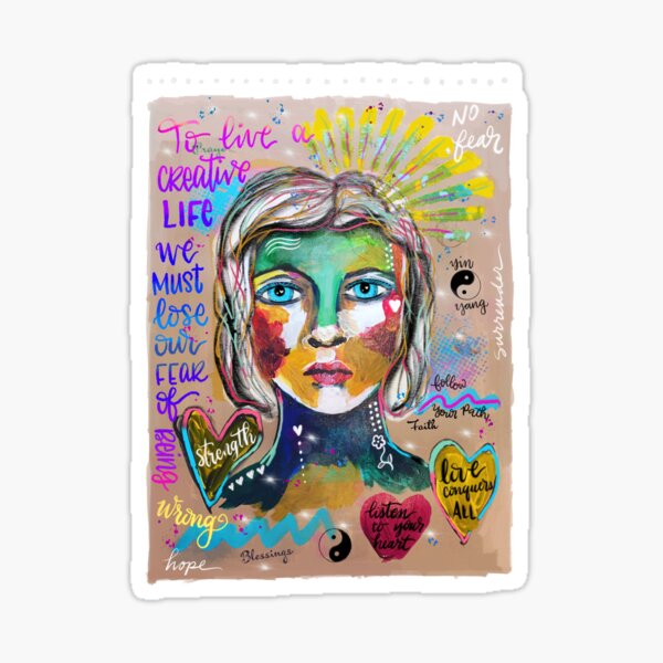 Creative Life Female Colorful Digital Artwork Sticker
