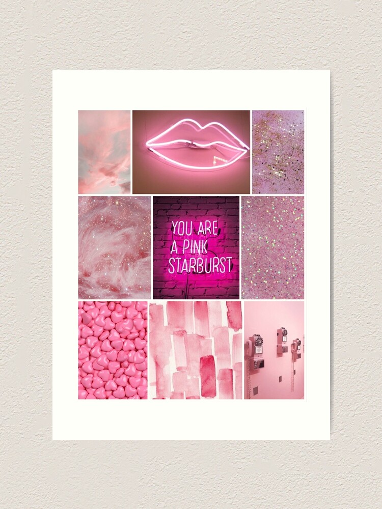 Cute Aesthetic Pink Collage Art Print By Mgrous05 Redbubble