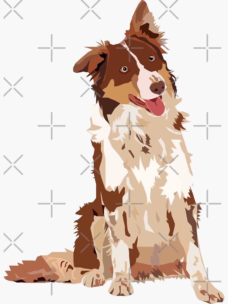 “Brown Border Collie Happy Dog” Sticker for Sale by MariaWorkman