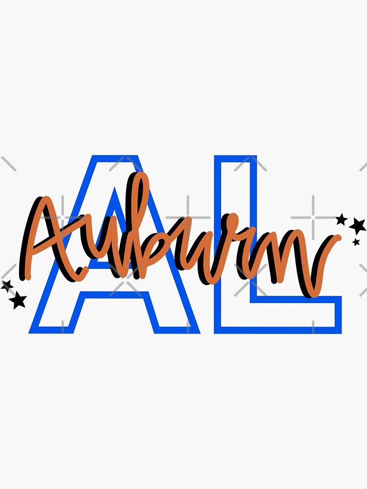 "Auburn, Alabama with Stars" Sticker by closofly Redbubble