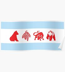 Chicago Flag with Teams Poster