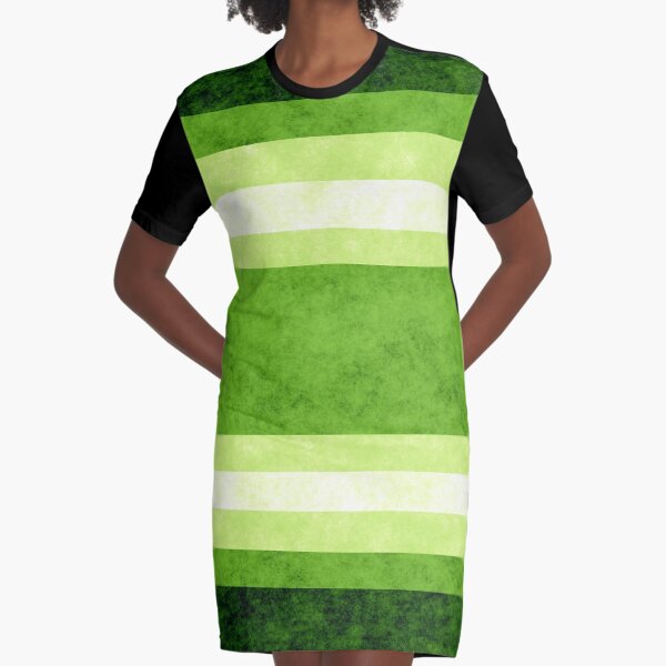 Grunge Stripes - Green Graphic T-Shirt Dress
