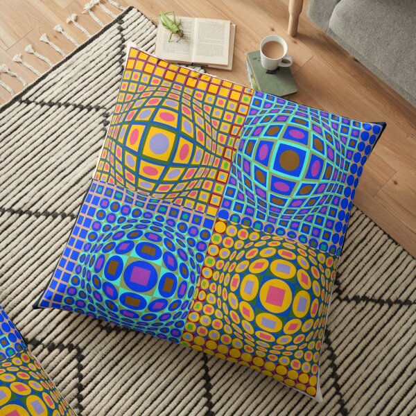 Stained Glass, Op Art. Victor #Vasarely, was a Hungarian-French #artist, who is widely accepted as a #grandfather and leader of the #OpArt movement Floor Pillow
