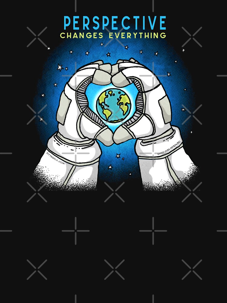 Thumbnail 7 of 7, Essential T-Shirt, Astronaut Loves Earth - Perspective Changes Everything designed and sold by jitterfly.