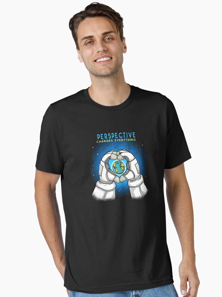 Thumbnail 1 of 7, Essential T-Shirt, Astronaut Loves Earth - Perspective Changes Everything designed and sold by jitterfly.