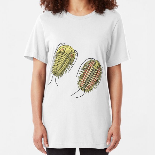 Colored Trilobite Illustration Slim Fit T-Shirt