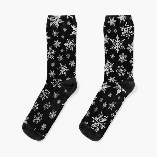 Modern Snowflake 2 -Black & Silver Grey- Socks