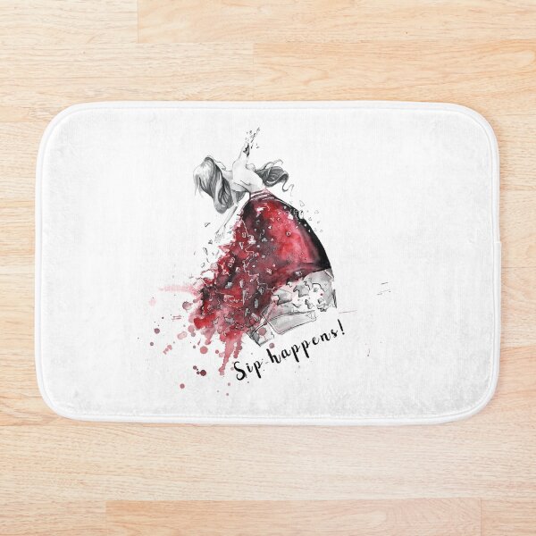 Wine lover design called Sip happens! Bath Mat