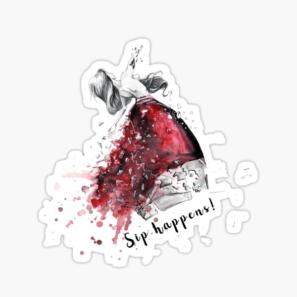 Wine lover design called Sip happens! Sticker