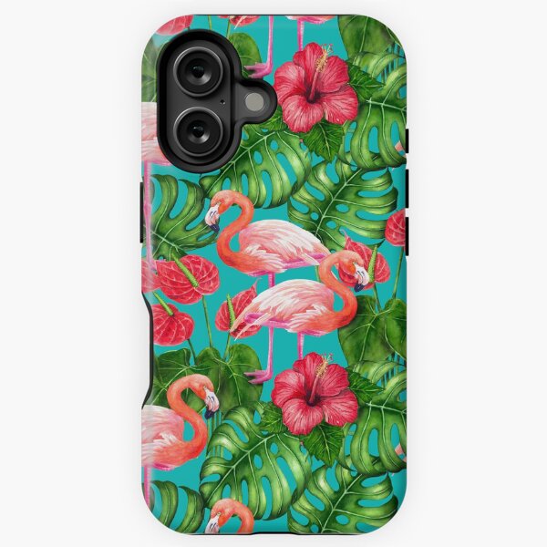 Item preview, Flamingo birds and tropical garden watercolor designed and sold by Katerina Mitkova Kirilova.