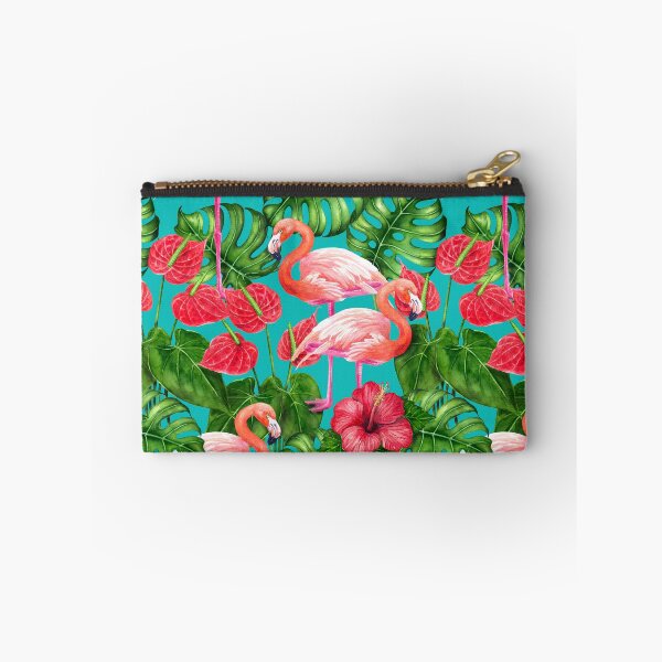 Item preview, Flamingo birds and tropical garden watercolor designed and sold by Katerina Mitkova Kirilova.