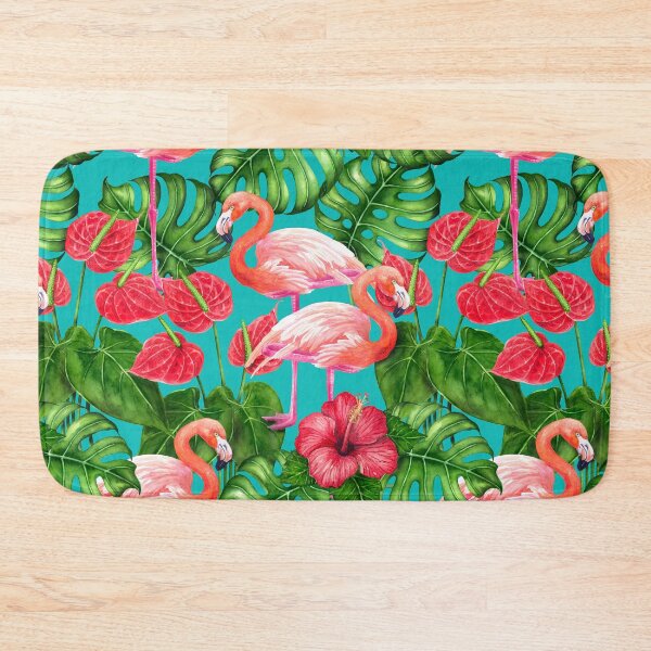 Item preview, Flamingo birds and tropical garden watercolor designed and sold by Katerina Mitkova Kirilova.