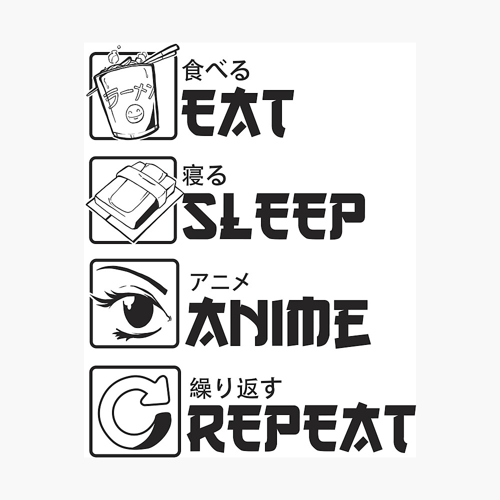 Funny Eat Sleep Anime Repeat Digital Art by The Perfect Presents  Pixels