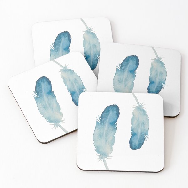 Item preview, Wanderlust watercolor blue boho feathers watercolor painting designed and sold by Bloomery Decor.
