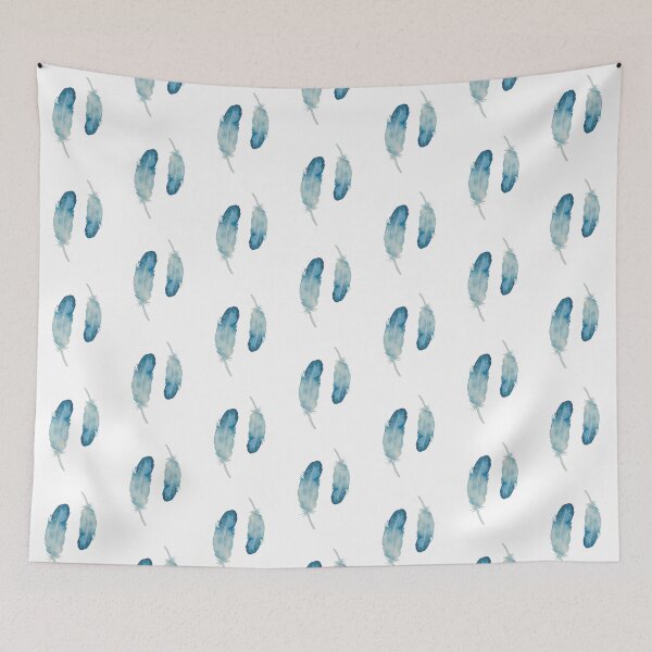 Item preview, Wanderlust watercolor blue boho feathers watercolor painting designed and sold by Bloomery Decor.
