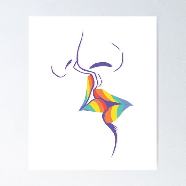 Rainbow Lips Kissing Wall Art for Sale