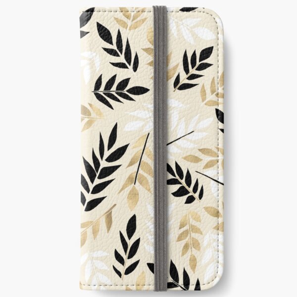 Black, White & Gold Fronds iPhone Wallet