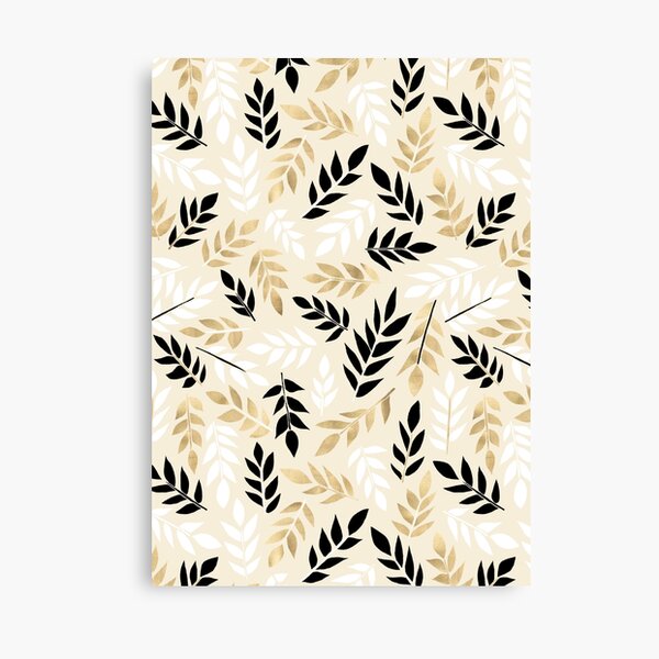 Black, White & Gold Fronds Canvas Print