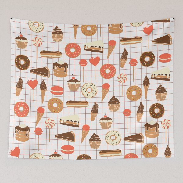 Item preview, Cute Sweets, Pies, Cakes, Donuts, Eclairs and Pancakes in red and brown designed and sold by kapotka.