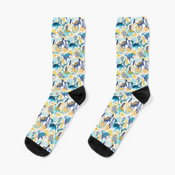 Gouache Parasaurolophuses Socks