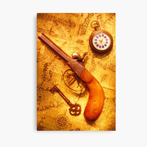 Item preview, Old gun on old map designed and sold by Garry Gay.