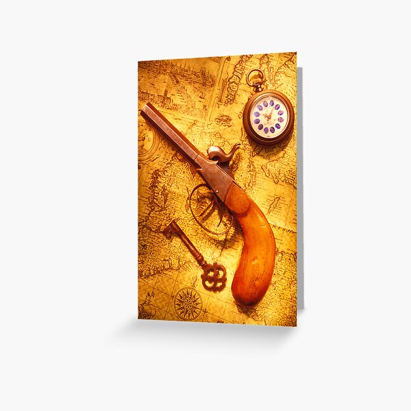 Item preview, Old gun on old map designed and sold by Garry Gay.