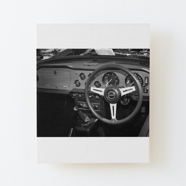 Classic Triumph TR6 Sports Car Interior Wood Mounted Print