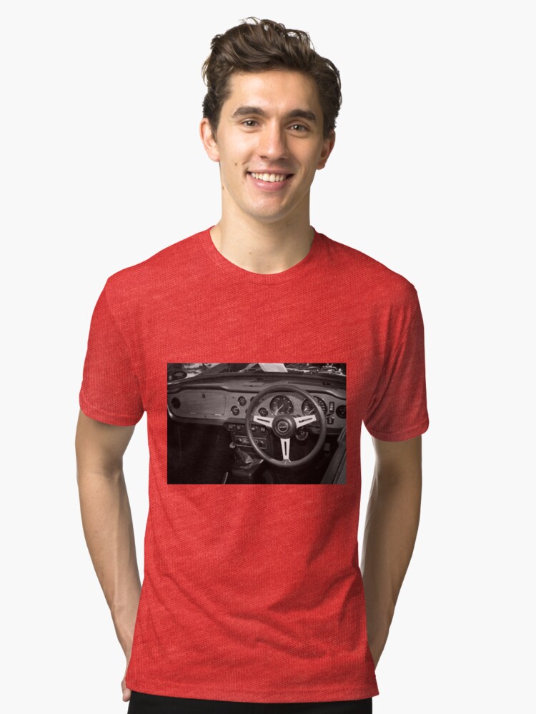 Alternate view of Classic Triumph TR6 Sports Car Interior Tri-blend T-Shirt