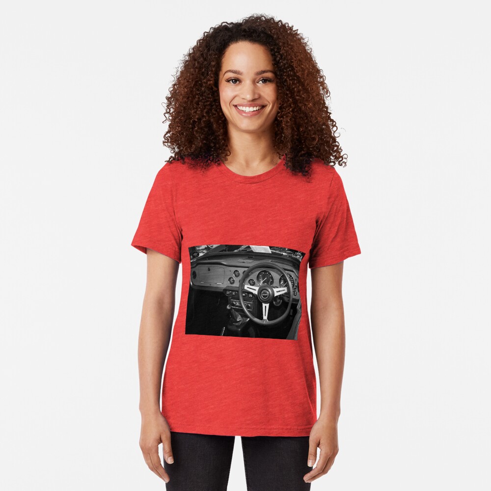 Classic Triumph TR6 Sports Car Interior Tri-blend T-Shirt