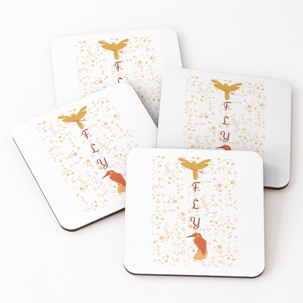 Item preview, Fly orange bird Memphis paint splurge design designed and sold by Jacinda  Collins.