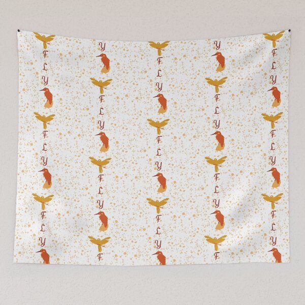 Item preview, Fly orange bird Memphis paint splurge design designed and sold by Jacinda  Collins.