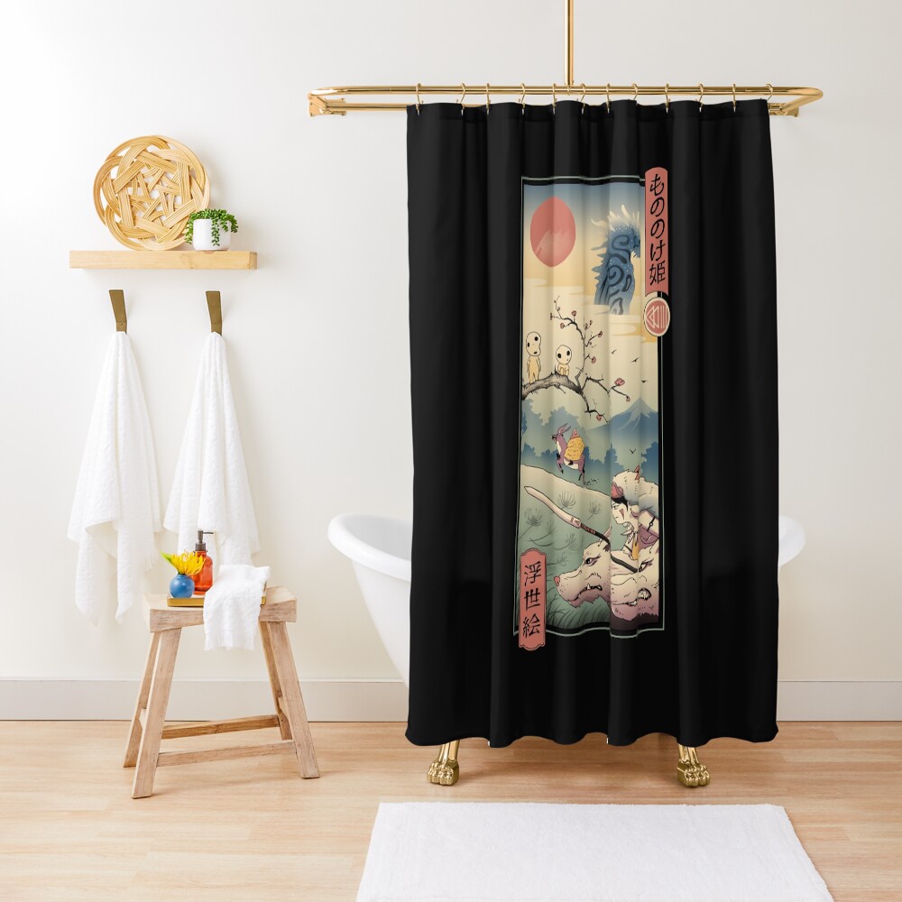 Wolf Princess Ukiyo e Shower Curtain