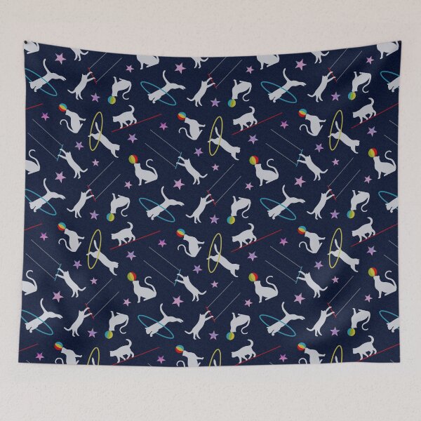 Item preview, Acrobatic Cats in Navy designed and sold by The Wellington Boot.