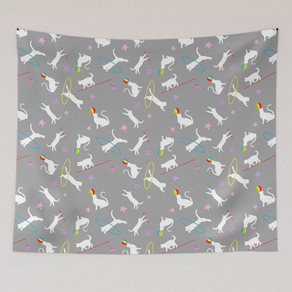 Item preview, Acrobatic Cats in Gray designed and sold by The Wellington Boot.