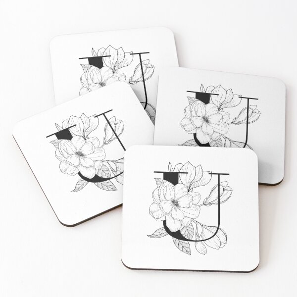 Item preview, Monogram U with Magnolia Line Art designed and sold by GraphicsbyNel.