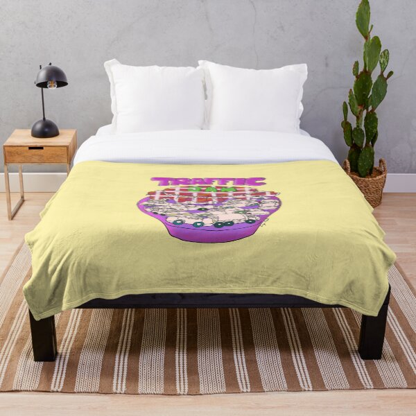 traffic jam cars trucks gridlock cartoon Throw Blanket