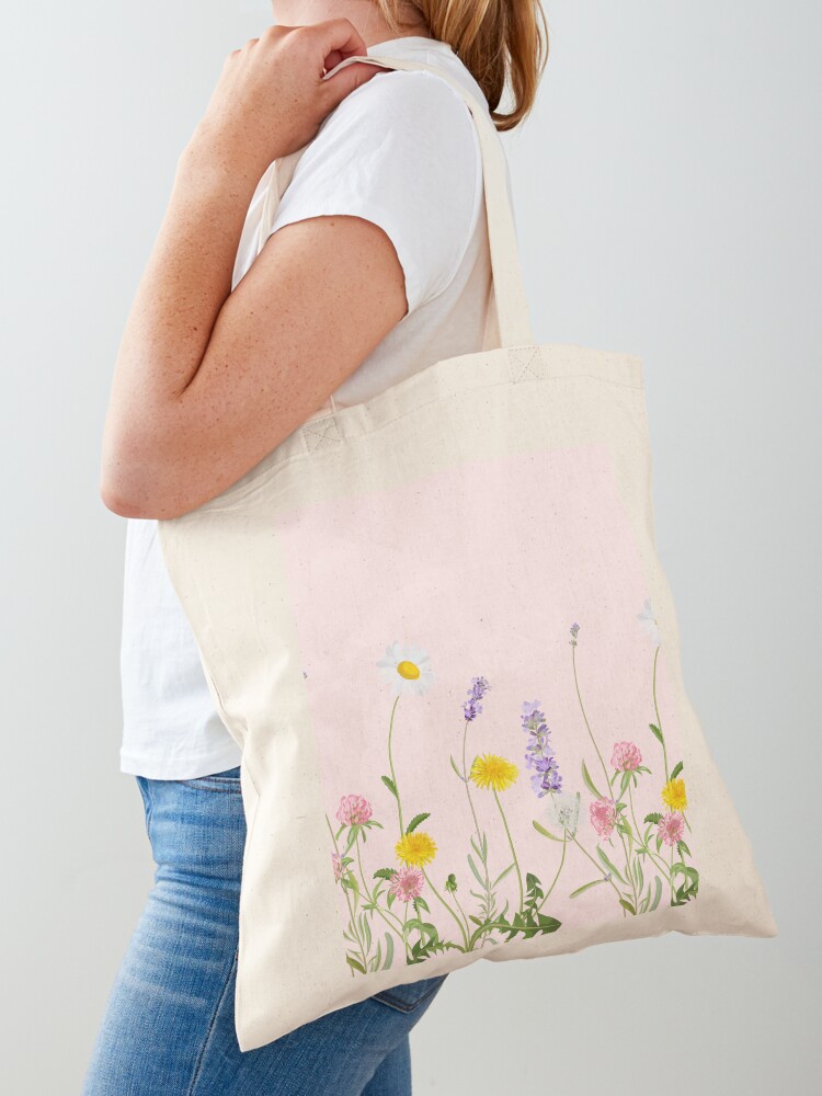 Wildflowers Cotton Bag Pink Shoulder Tote