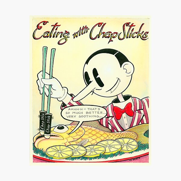 Theater Of The Absurd: Eating With Chapsticks Photographic Print