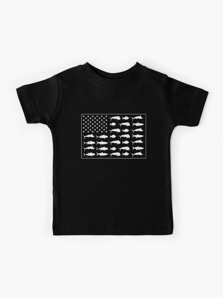 Saltwater Fish US Flag USA United States Fishing Kids T-Shirt for